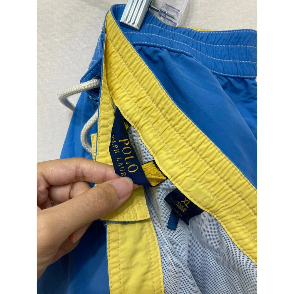Polo Ralph Lauren Swim Trunks Shorts Mens XL Blue Cargo Pocket Mesh Lined Beach
